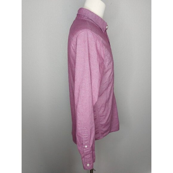Hollister Mens Large Button Up Shirt Epic Flex Stretch LS Classic Fit Mauve Pink - Picture 7 of 14
